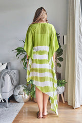 LIME GREEN EMBROIDERED TIE-DYE KAFTAN