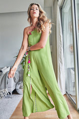 LIME GREEN ONE SHOULDER JUMPSUIT