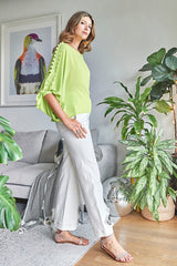 LIME GREEN  SCALLOPED TOP