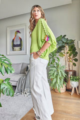 LIME GREEN  SCALLOPED TOP