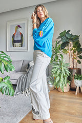 MAUI BLUE  SCALLOPED TOP