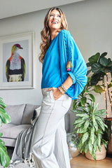 MAUI BLUE  SCALLOPED TOP