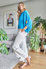 MAUI BLUE  SCALLOPED TOP