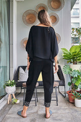 BLACK SCALLOPED TOP