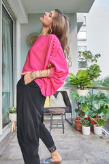 HOT PINK SCALLOPED TOP