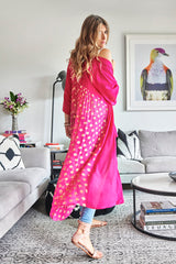 HOT PINK TWO-TONE KIMONO DUSTER