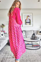 HOT PINK TWO-TONE KIMONO DUSTER