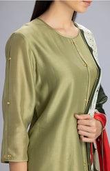 Subira Leaf Green Suit Set In Chanderi