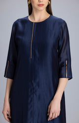 Kaniqua Navy Tunic Set In Chanderi