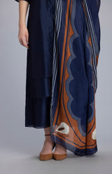 Kaniqua Navy Tunic Set In Chanderi