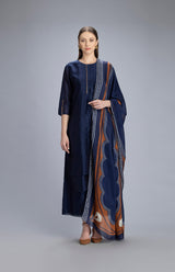 Kaniqua Navy Tunic Set In Chanderi