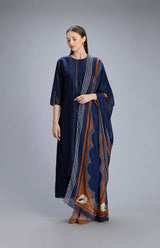 Kaniqua Navy Tunic Set In Chanderi