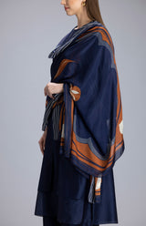 Kaniqua Navy Tunic Set In Chanderi