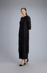 Subira Black Suit Set In Chanderi