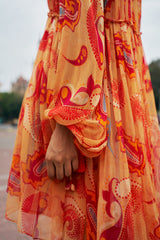 DESERT SAND PAISLEY LAYERED DRESS