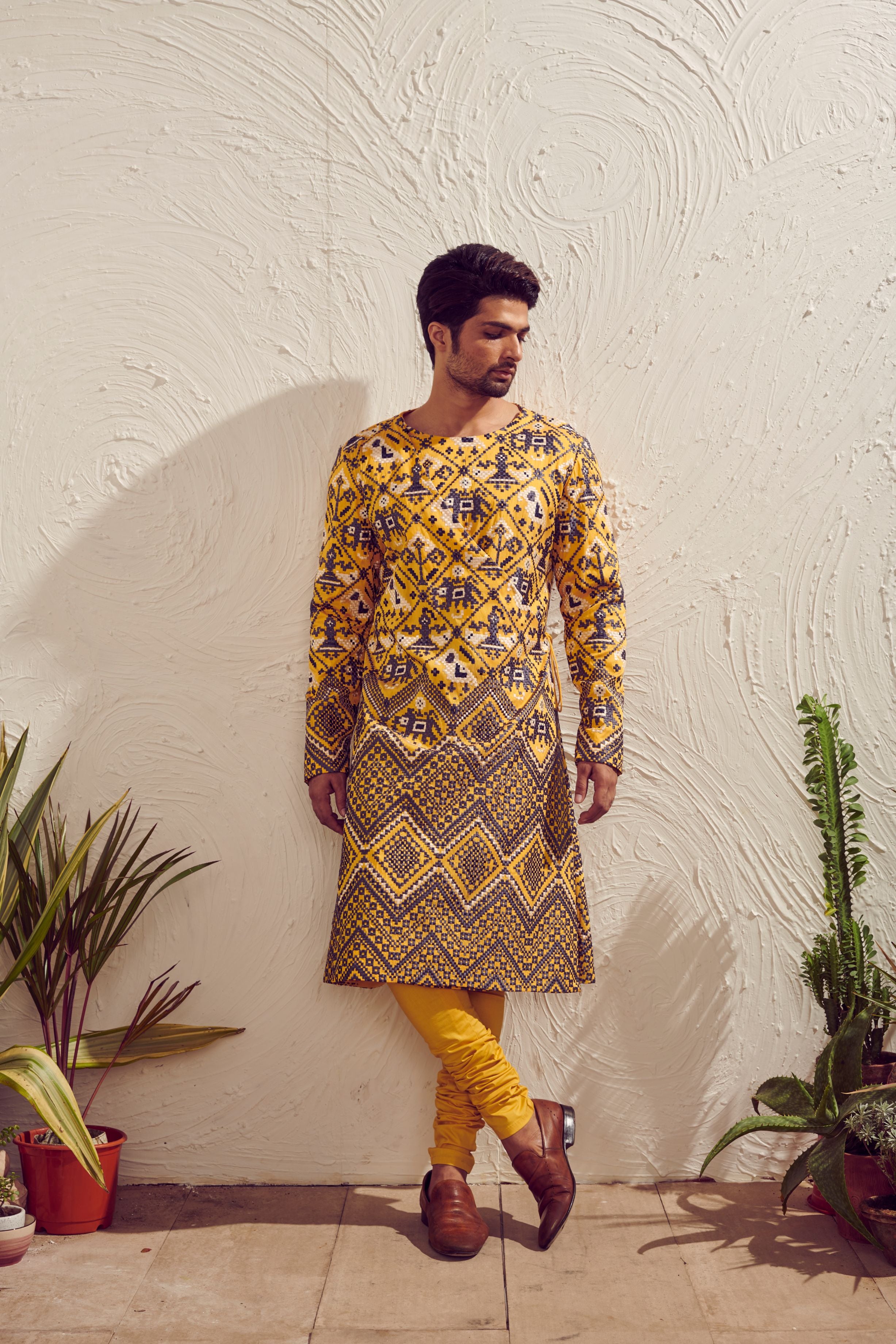 Men's Embroidered Overlap Long Jacket – Sanskrit Fashion