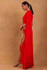 Red Feather Pop Cape Dress - Masaba