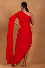 Red Feather Pop Cape Dress - Masaba