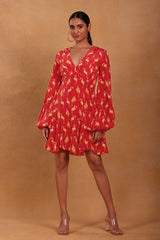 Maroon Mr Beaks Skater Dress - Masaba