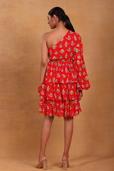 Red Tea Party One Shoulder Dress - Masaba