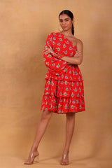 Red Tea Party One Shoulder Dress - Masaba