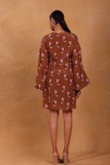 Brown Canary Blossom Peter Pan Dress - Masaba