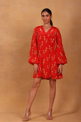 Red Feather Pop Peter Pan Dress - Masaba