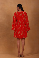 Red Feather Pop Peter Pan Dress - Masaba