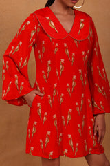 Red Feather Pop Peter Pan Dress - Masaba