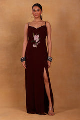 Maroon Canary Blossom Slip Dress - Masaba