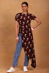 Maroon Canary Blossom Ruched Top - Masaba