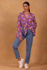 Lavender Record Bloom Knot Shirt