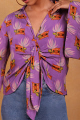 Lavender Record Bloom Knot Shirt