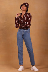 Maroon Canary Blossom Crop Shirt - Masaba