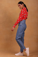 Red Tea Party Crop Shirt - Masaba