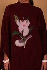 Maroon Canary Blossom Poncho Set - Masaba