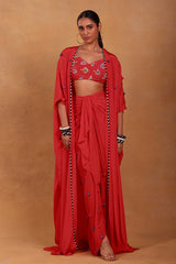 Red Tea Party Cape Set - Masaba