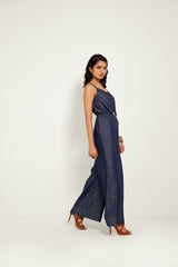 DENIM CUT-OUT JUMPSUIT