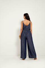 DENIM CUT-OUT JUMPSUIT