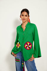 GREEN FLOWER SHIRT