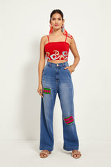 CROCHET WIDE LEG DENIMS