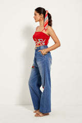 CROCHET WIDE LEG DENIMS