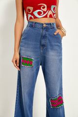 CROCHET WIDE LEG DENIMS
