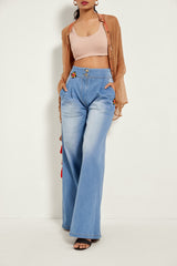 DENIM FLOWER TROUSERS