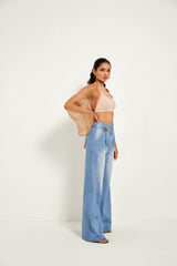 DENIM FLOWER TROUSERS