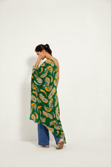 GREEN PAISLEY ONE SHOULDER TUNIC