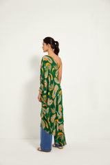 GREEN PAISLEY ONE SHOULDER TUNIC