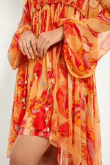 DESERT SAND PAISLEY LAYERED DRESS