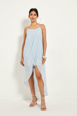 ICE BLUE WRAP SLIP DRESS