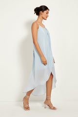 ICE BLUE WRAP SLIP DRESS